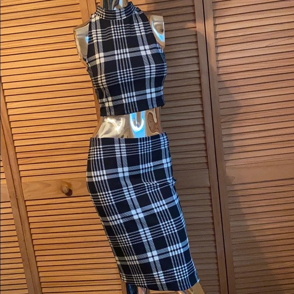 Lush Two Can Play Black Plaid Two-Piece Set NWOT - Picture 9 of 14